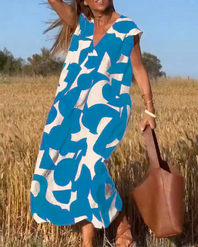 Sukienka z nadrukiem Mirabella™ V-Neck: Eksplozja stylu i elegancji!
