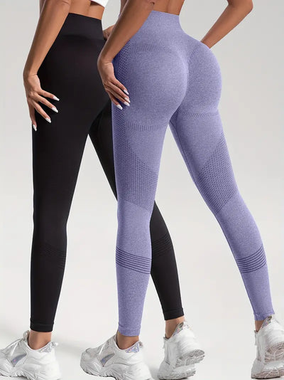 Dahlia - 2 szt. Legginsy sportowe do jogi i fitness w jednolitym kolorze o wysokiej rozciągliwości