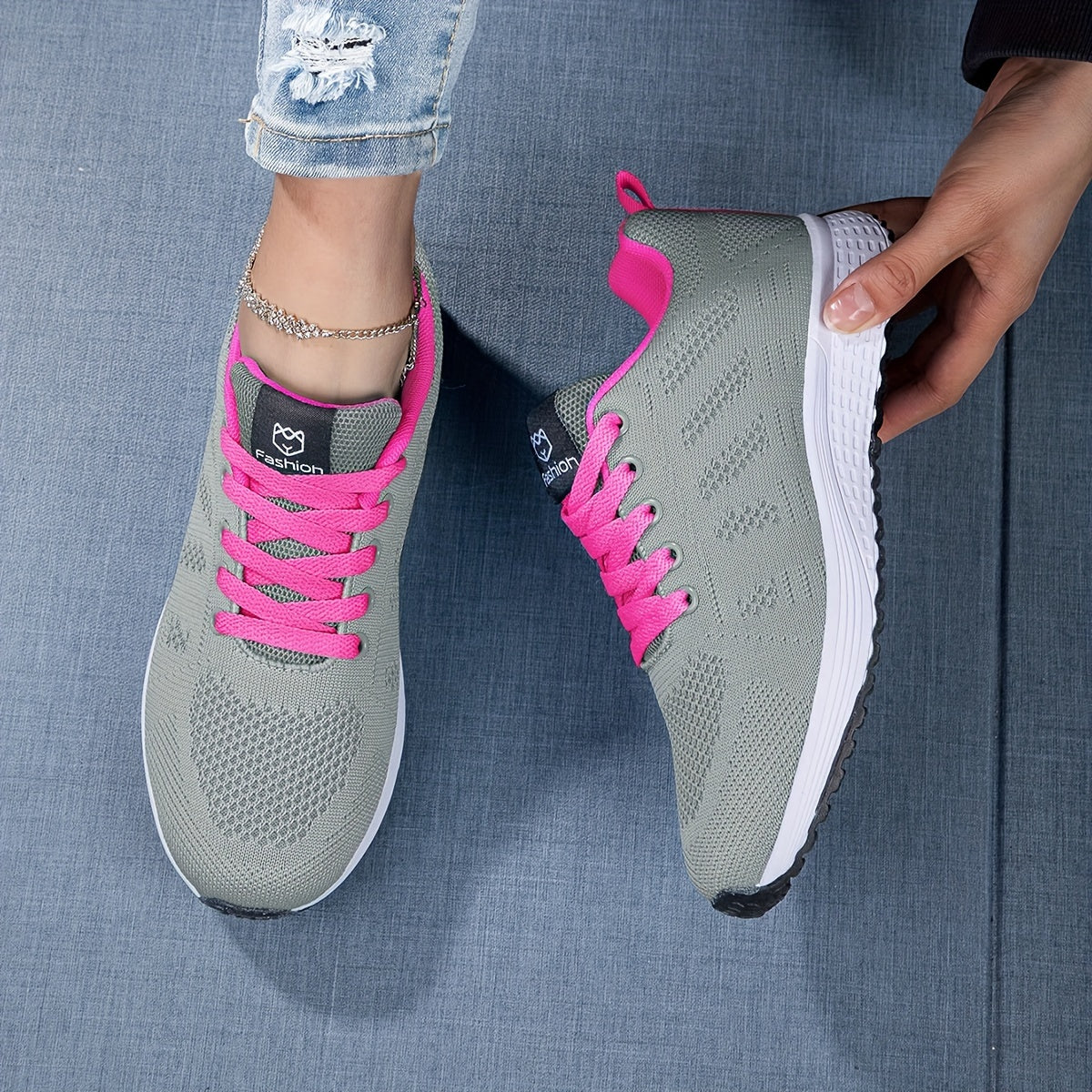 Lekkie Oddychające Sneakersy Dzianinowe z Amortyzującą Podeszwą | Idealne na Wiosnę i Lato