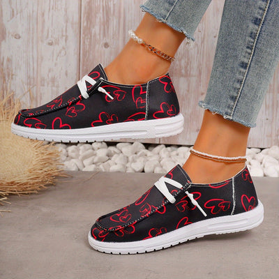 Damskie wsuwane mokasyny - lekkie i wygodne buty codzienne z wzorem serca