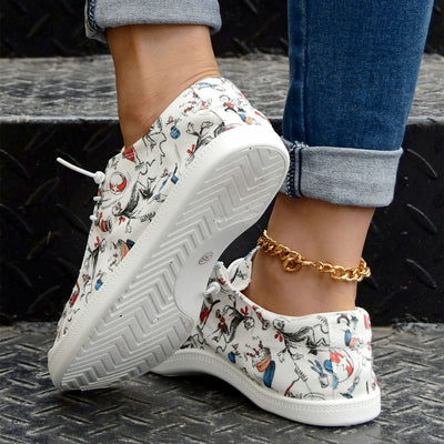 Casual Cartoon Print Booper for Women-Light Slip-on Canvas Buty