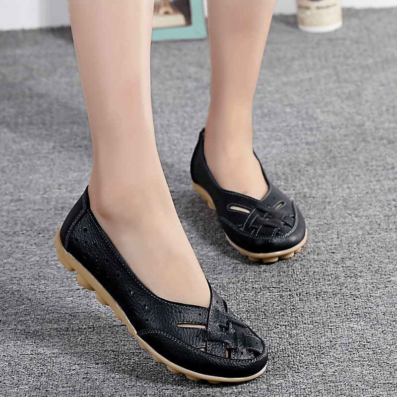 Damskie loafersy z poprzecznymi paskami, oddychające i wygodne buty wsuwane