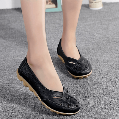 Damskie loafersy z poprzecznymi paskami, oddychające i wygodne buty wsuwane