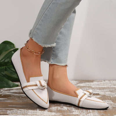 Knot Design Flats, oddychające baleriny wsuwane z spiczastymi palcami