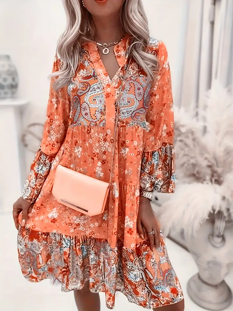 Meadow - Letnia sukienka boho z falbaną w kwiatowy wzór