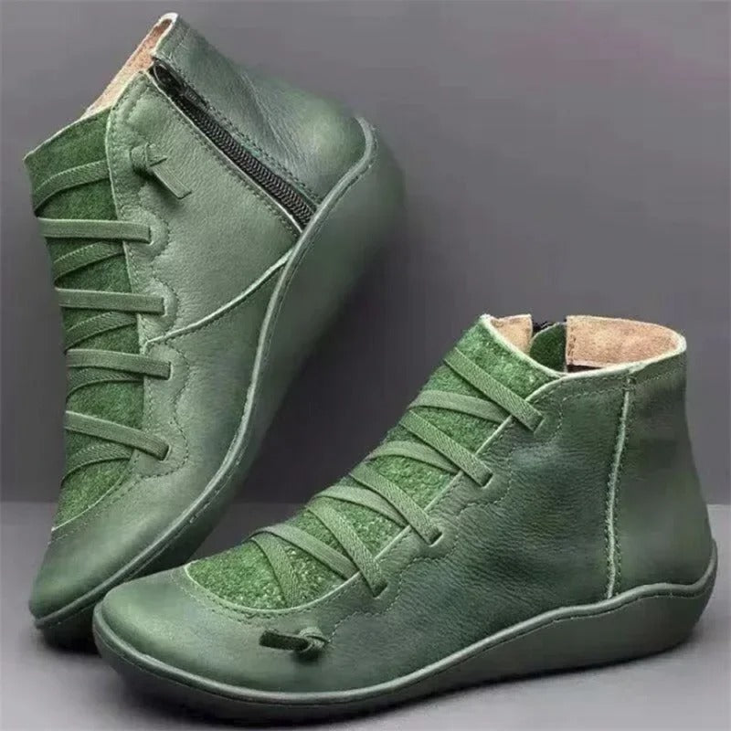 Botki damskie – retro, modne i wygodne | Płaskie, sznurowane buty