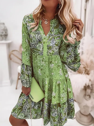 Meadow - Letnia sukienka boho z falbaną w kwiatowy wzór