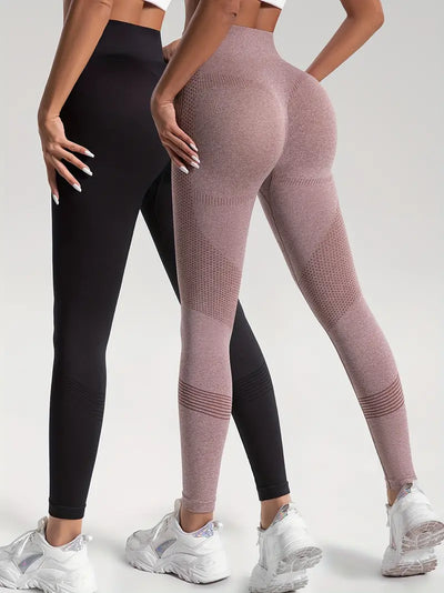 Dahlia - 2 szt. Legginsy sportowe do jogi i fitness w jednolitym kolorze o wysokiej rozciągliwości