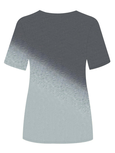 T-shirt z blokami kolorów – okrągły dekolt, krótki rękaw, swobodny, letni top