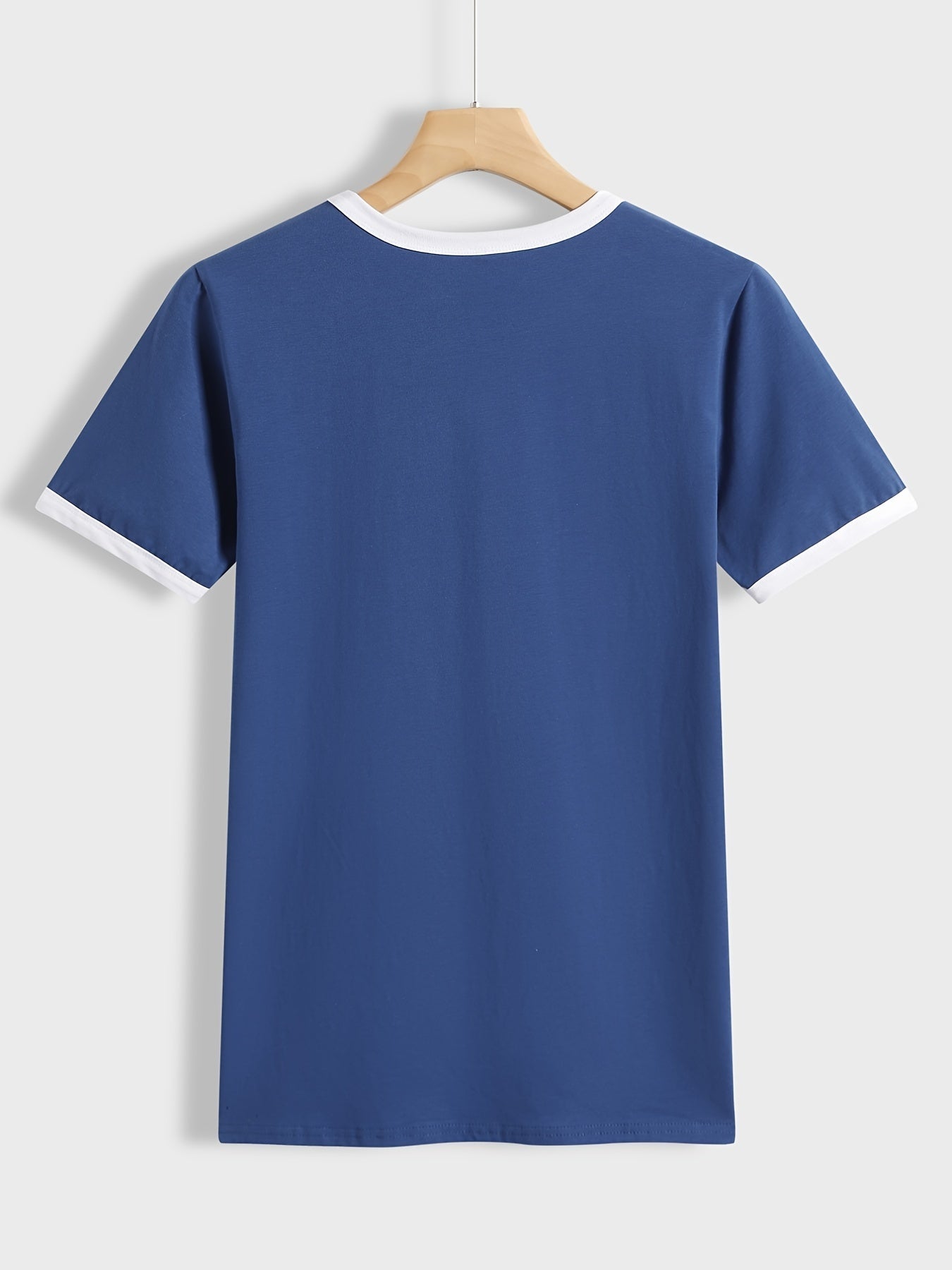 Letni T-shirt, luźna koszula z krótkim rękawem i okrągłym dekoltem, swobodny top wykonany z poliestru