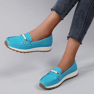 Damskie wsuwane loafersy - Lekkie buty casualowe ze sztucznej skóry z podeszwą pu
