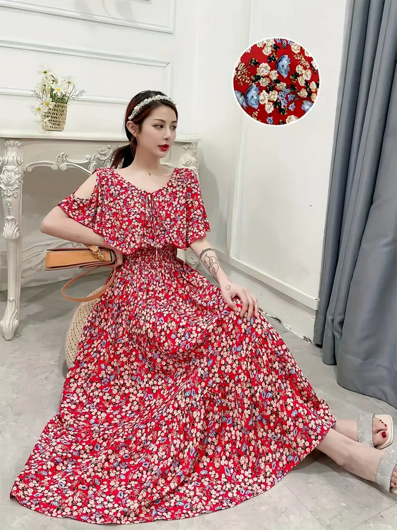 Sukienka Boho Maxi z kwiecistym nadrukiem Summer Resort Style Elegancki krój