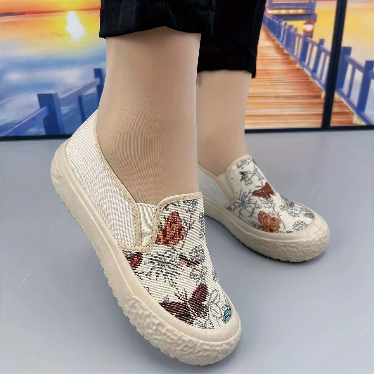Damskie wsuwane loafersy - wygodne, lekkie i modne z wzorem