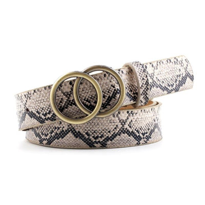 Aria - Elegancki damski pasek skórzany ze stylową klamrą O-ring