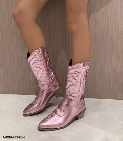 Haftowane krowie buty za kolano
