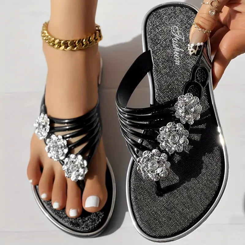 Alvie - Bequeme Blooming flache Flip-Flops mit Blumenmuster