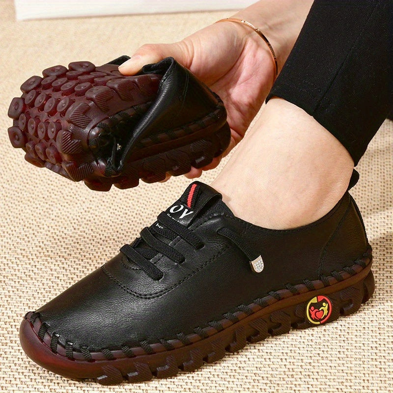 Damskie wsuwane loafersy - Lekkie buty casualowe ze sztucznej skóry z gumową podeszwą