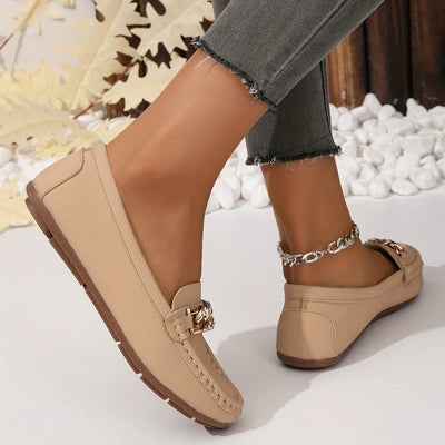 Loafersy z łańcuszkiem - Lekkie buty wsuwane z okrągłym noskiem