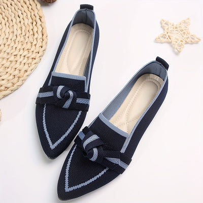 Knot Design Flats, oddychające baleriny wsuwane z spiczastymi palcami