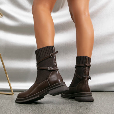 Heike - Modne buty na średnim obcasie z okrągłym noskiem i jedną klamrą