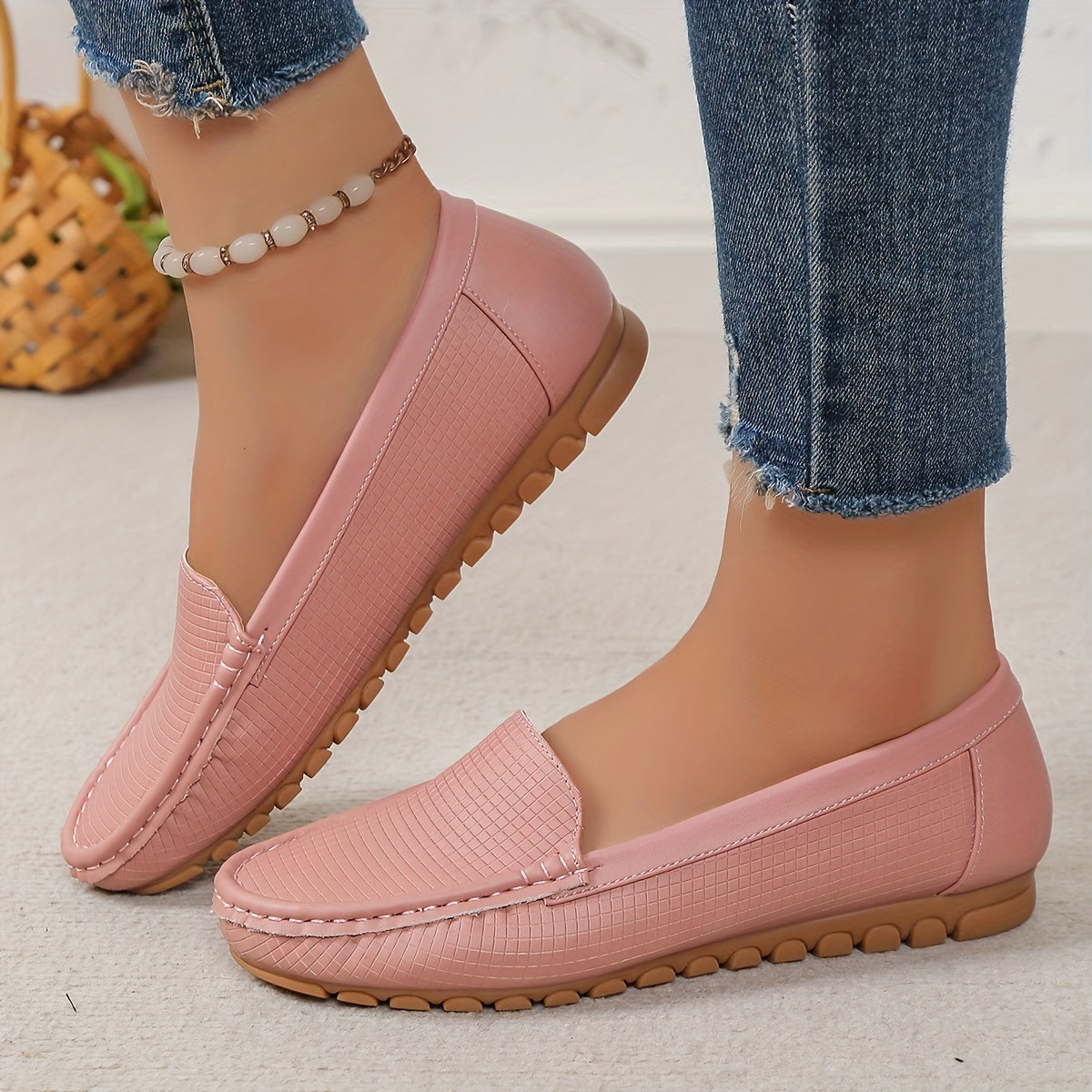Letnie loafersy damskie - wygodne buty wsuwane z flanelową podszewką