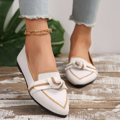 Knot Design Flats, oddychające baleriny wsuwane z spiczastymi palcami