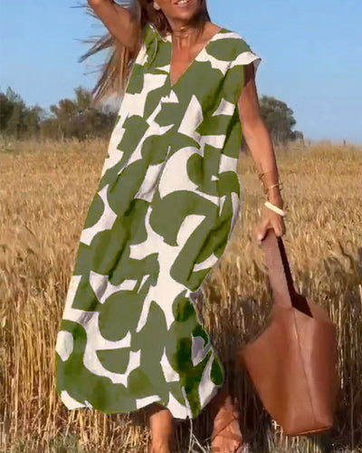 Sukienka z nadrukiem Mirabella™ V-Neck: Eksplozja stylu i elegancji!