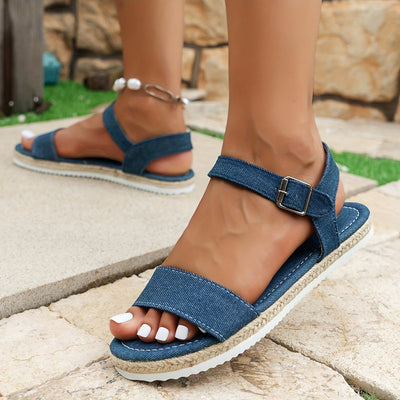 Damskie letnie sandały w stylu vintage - jeansowe espadryle, wygodne i lekkie
