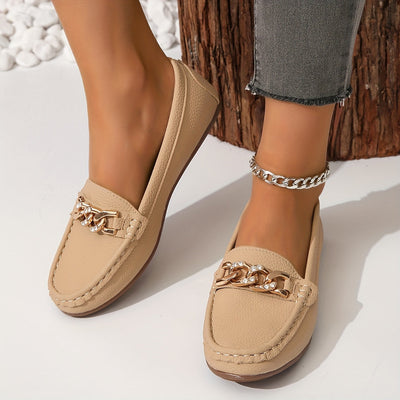 Loafersy z łańcuszkiem - Lekkie buty wsuwane z okrągłym noskiem