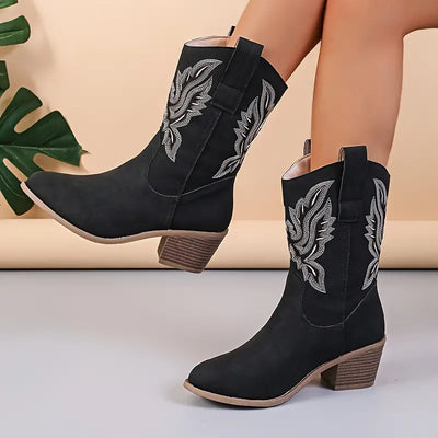 Blythe - Damskie kowbojskie buty w stylu retro w stylu western
