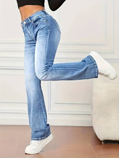 Rozkloszowane jeansy w stylu vintage ze stretchem