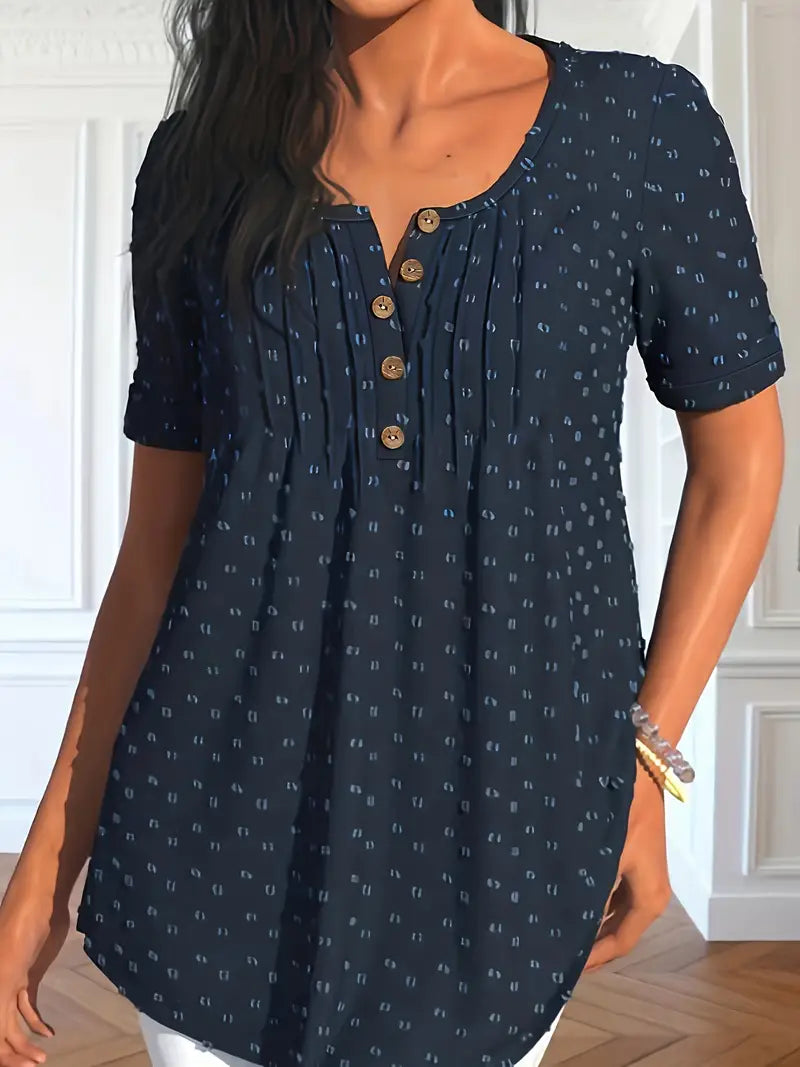 Elegancka szwajcarska bluzka Henley z krótkim rękawem do noszenia w czasie wolnym