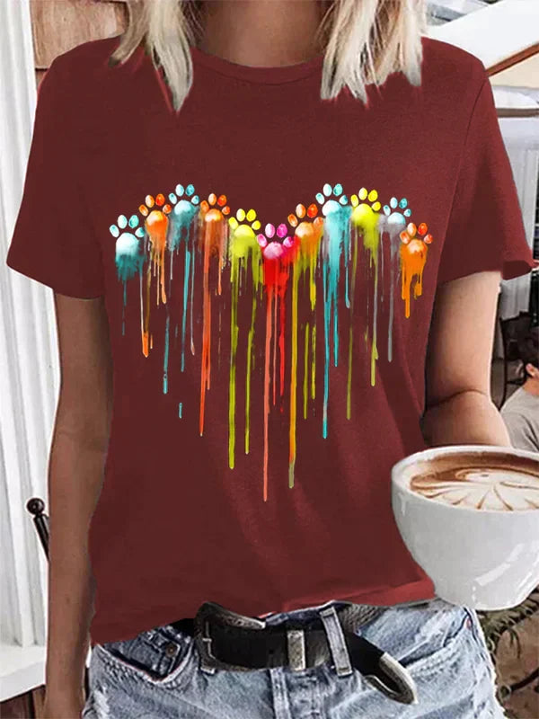 T-shirt Izabelli z kolorowym wzorem psa