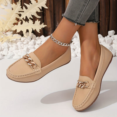 Loafersy z łańcuszkiem - Lekkie buty wsuwane z okrągłym noskiem