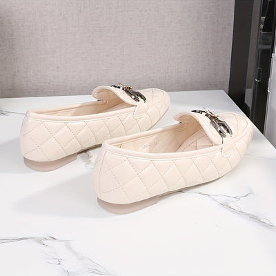 Czarne loafersy Penny, pikowany wzór z cekinami, lekkie płaskie buty