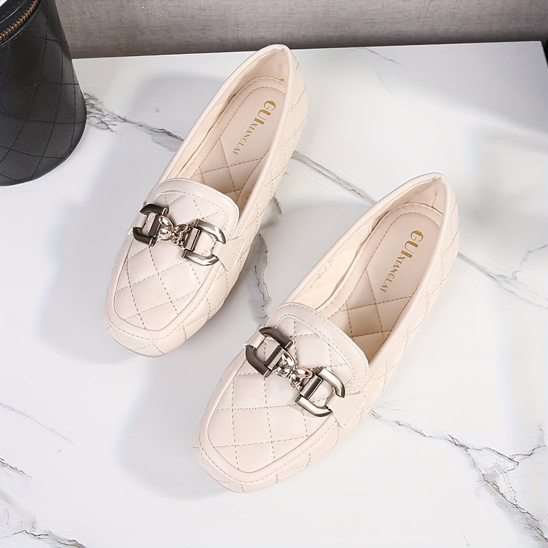 Czarne loafersy Penny, pikowany wzór z cekinami, lekkie płaskie buty
