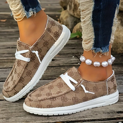 Letnie loafersy damskie - Lekkie buty wsuwane z kwiatowym wzorem