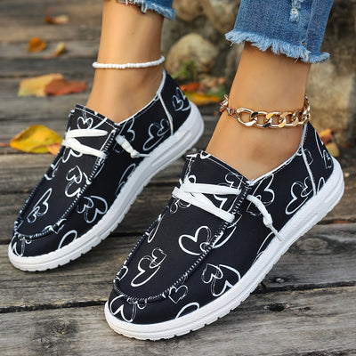 Damskie wsuwane mokasyny - lekkie i wygodne buty codzienne z wzorem serca