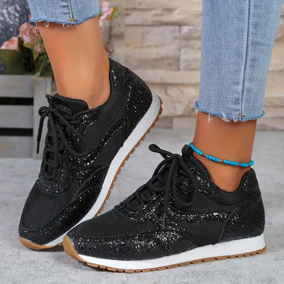 Błyszczące sneakersy z siateczki Oddychające niskie cholewki