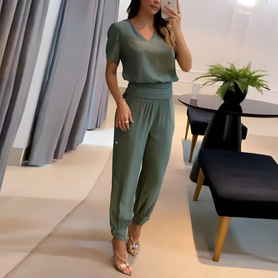 Elegancki komplet bluzka i spodnie damskie - casual, modny
