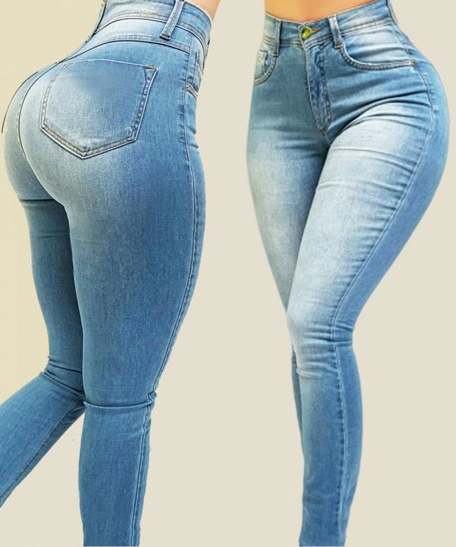 Jasmin - ComfyChic Zimowe jeansy obcisłe z wysokim stanem