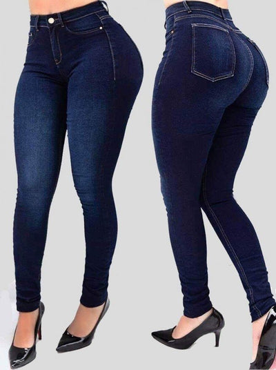 Jasmin - ComfyChic Zimowe jeansy obcisłe z wysokim stanem