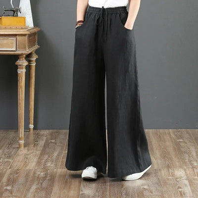 Cleo - Uniwersalne lniane spodnie plus size