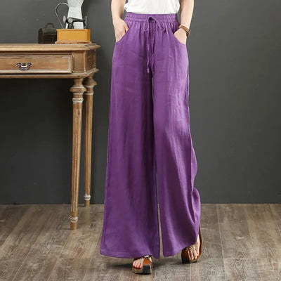 Cleo - Uniwersalne lniane spodnie plus size