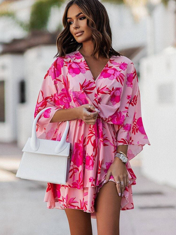 Jessica - Kwiecista mini sukienka boho na lato