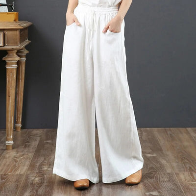 Cleo - Uniwersalne lniane spodnie plus size