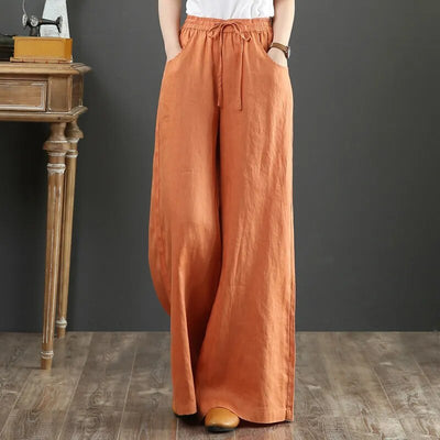 Cleo - Uniwersalne lniane spodnie plus size