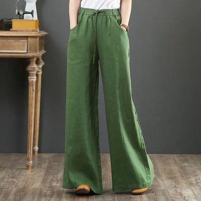Cleo - Uniwersalne lniane spodnie plus size