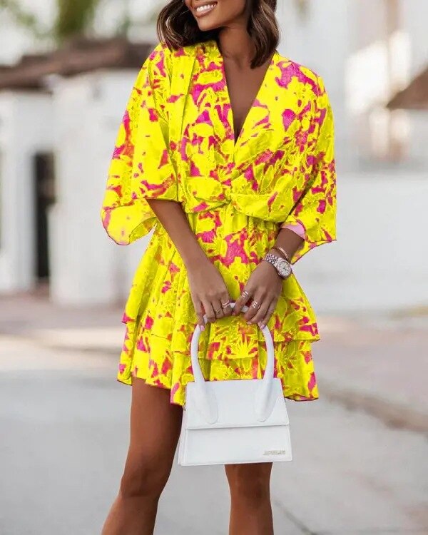 Jessica - Kwiecista mini sukienka boho na lato