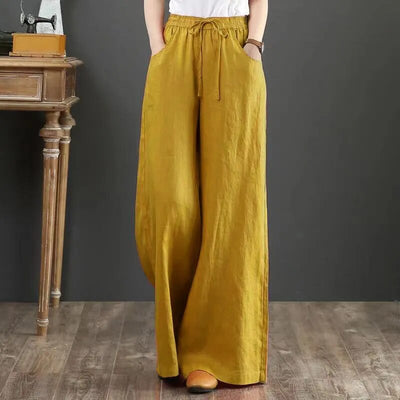 Cleo - Uniwersalne lniane spodnie plus size